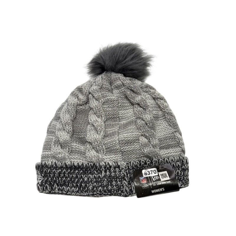 New Era NFL Cable Knit Pom Beanie Sherpa Lined Winter Hat Gray Womens OS