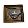 Authentic Gucci Monogram Horsebit Snap Closure Wallet Brown With Box Womens