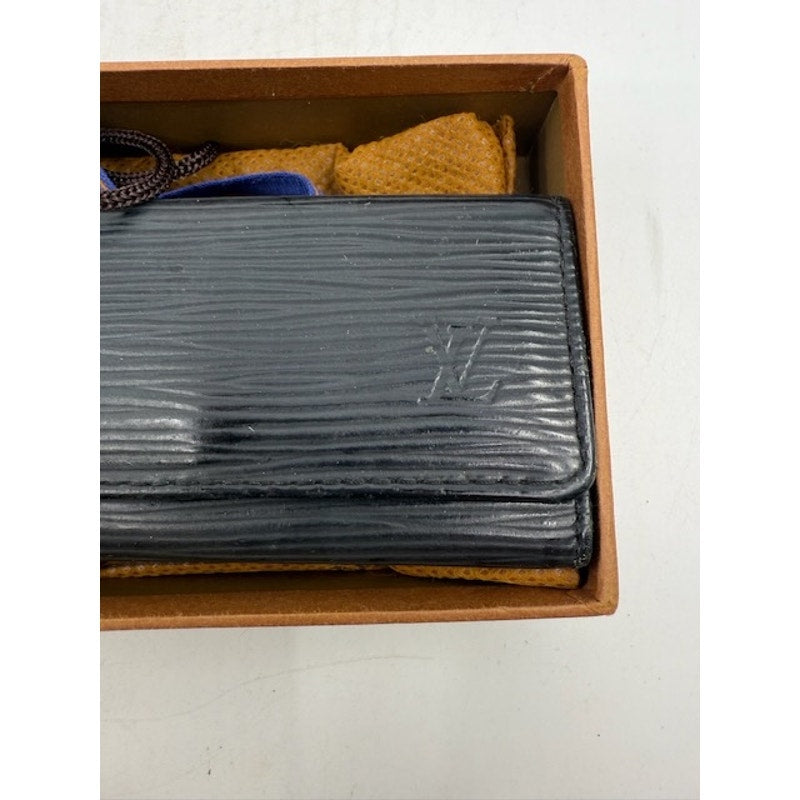 Louis Vuitton Leather Black Wallet + With Box and Dust Bag Black