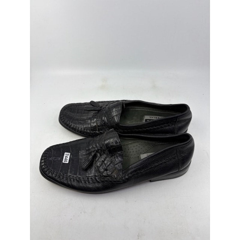 Florsheim Imperial Caiman Alligator Tass Slip On Loafer Shoes Black Mens Size 8
