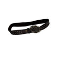 Leatherock Belt Studded Leather Crystal Buckle Western Boho Brown Womens Size L