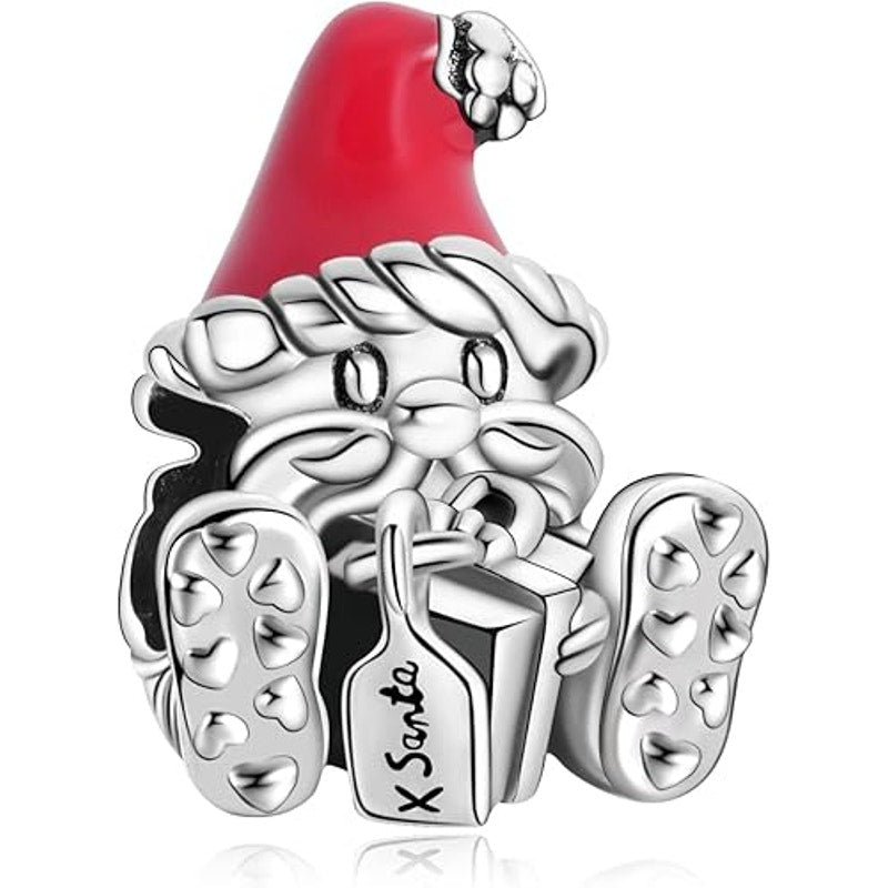 Seated Santa Claus Dangle Charm Pendant 925 Sterling Silver