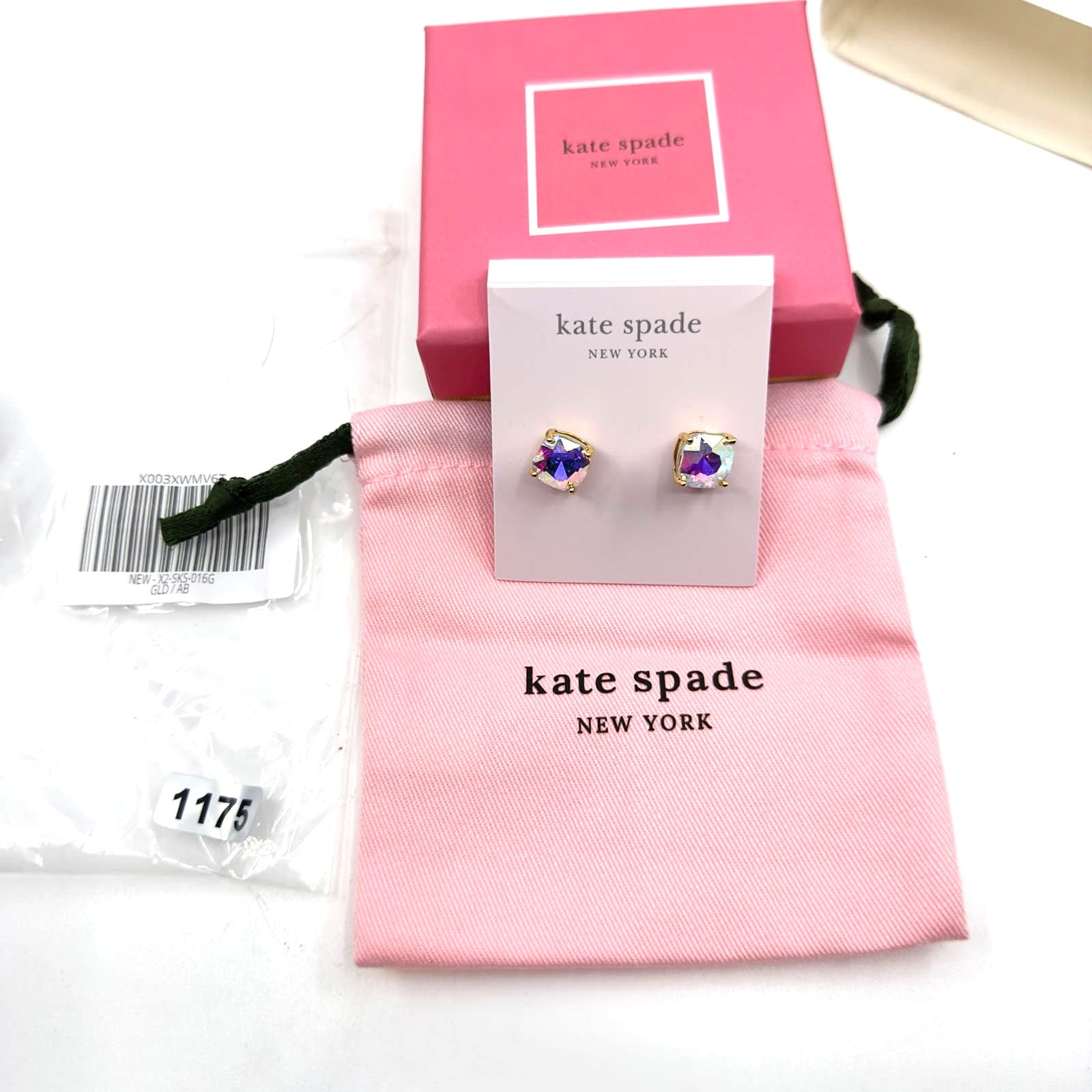 Kate Spade Womens Mini Small Square Stud Earrings AB Gold WBRUD847