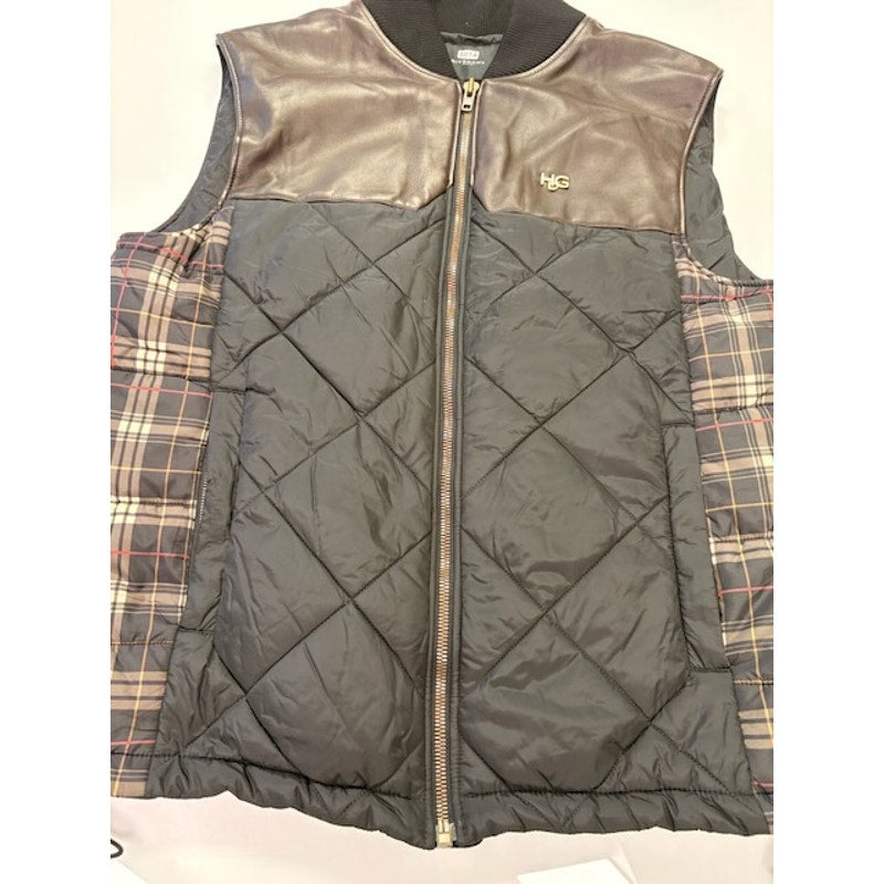 Givenchy Plaid Down Quilted Vest Full-Zip Pockets Black/Multicolor Mens Size 52