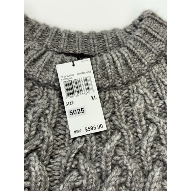 Michael Kors Shrinking Cable-Knit Wool-Blend Sweater Ash Melange Mens Sz XL