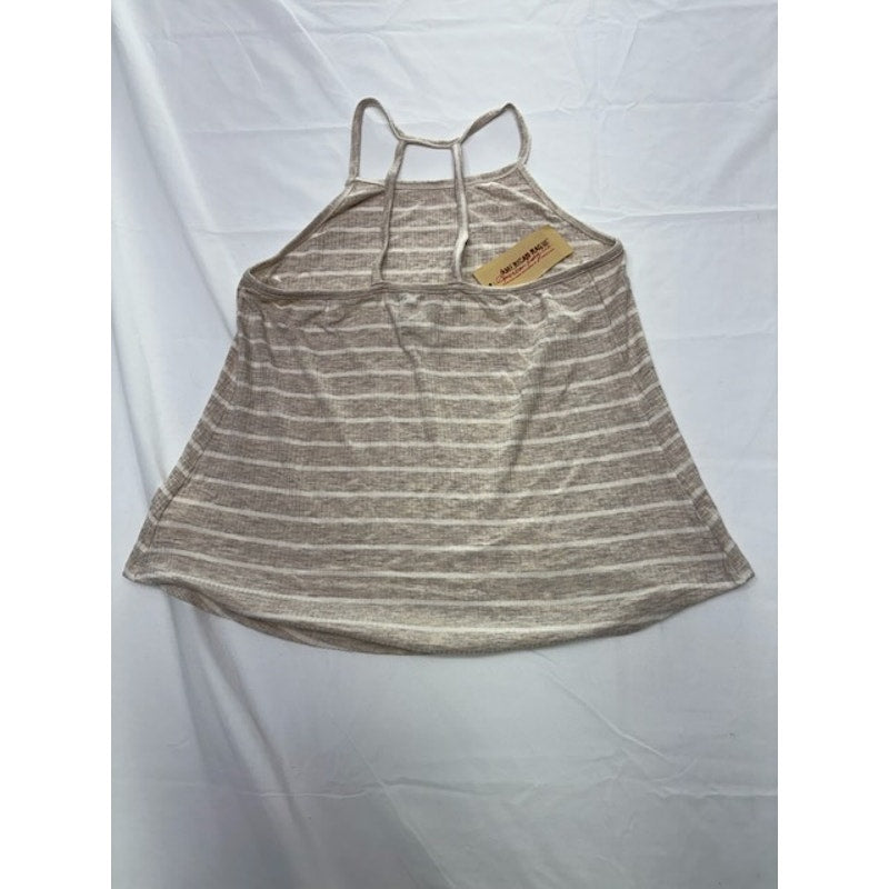 American Rag Cie Striped Swing Tank Top Racerback Beige White Womens XS