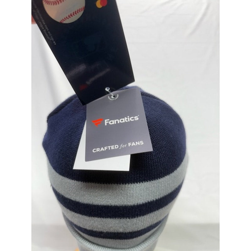 Fanatics Atlanta Braves Knit Beanie Hat Acrylic Striped Gray Navy OSFA MLB