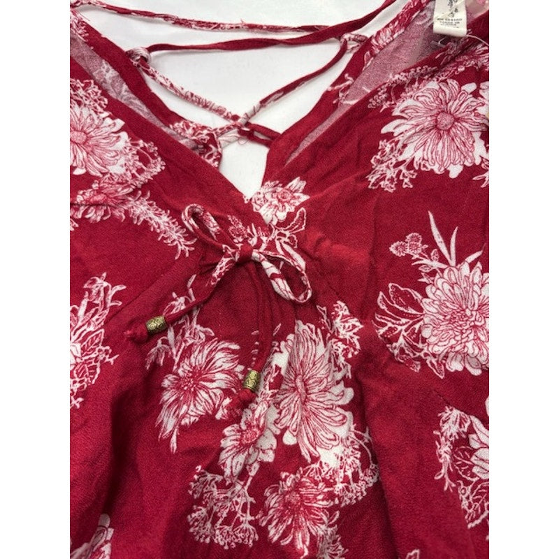 American Rag Cie High-Low Floral-Print Peasant Top Biking Red Combo Size XS
