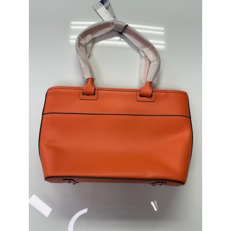 Dooney & Bourke Smooth Leather Quincey Zip Tote Shoulder Bag Zipper Orange