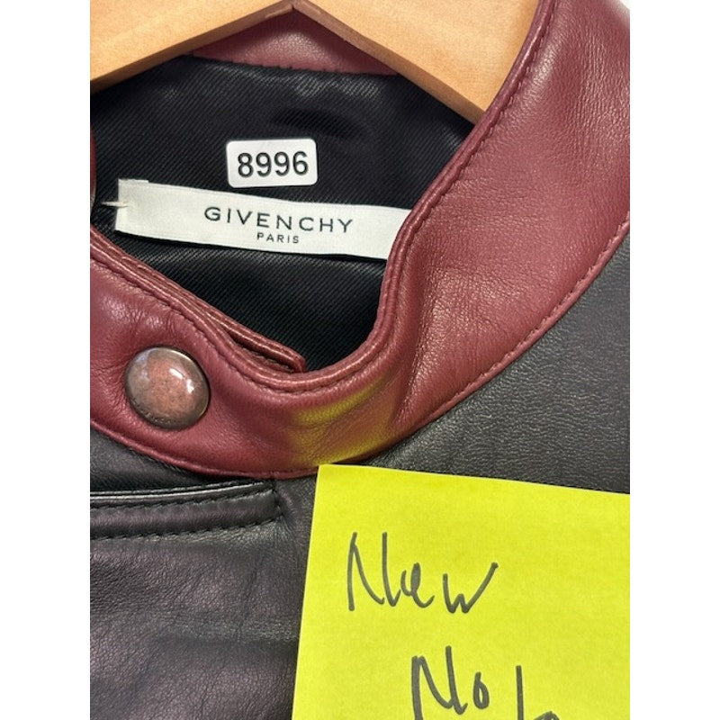 GIVENCHY Star Patch Leather Moto Biker Captain America Jacket Black Mens 48