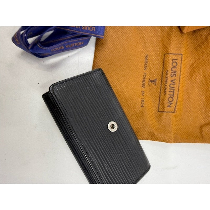 Louis Vuitton Leather Black Wallet + With Box and Dust Bag Black