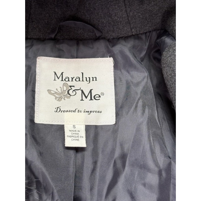 Maralyn & Me Faux-Fur-Trim Hooded Parka Coat Full-Zip Charcoal Womens Sz XS