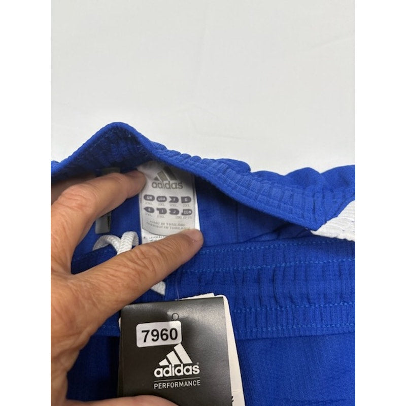 Adidas Football Soccer Shorts Clima365 Elastic Waist Blue/White Mens Sz 2XL