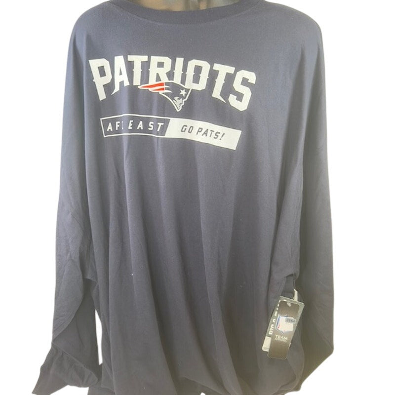 Majestic NFL New England Patriots Long Sleeve Tee Crew Neck Navy Mens Big 6XL