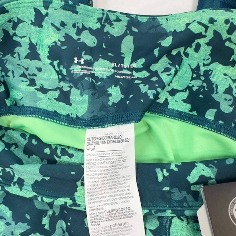 Under Armour Heat Gear Ankle Crop Leggings Compression Green Blue Womens Size XL