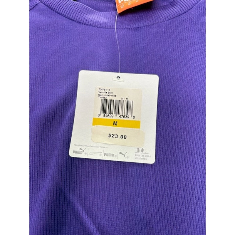 Puma Vencida Football Shirt Short Sleeve Round Neck Team Violet/White Size M