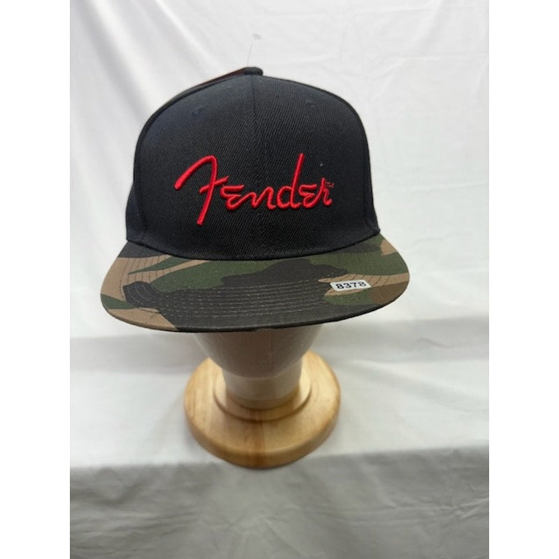 Fender Snapback Hat Flat Brim Guitar Logo Cap Adjustable Black Camo One Size