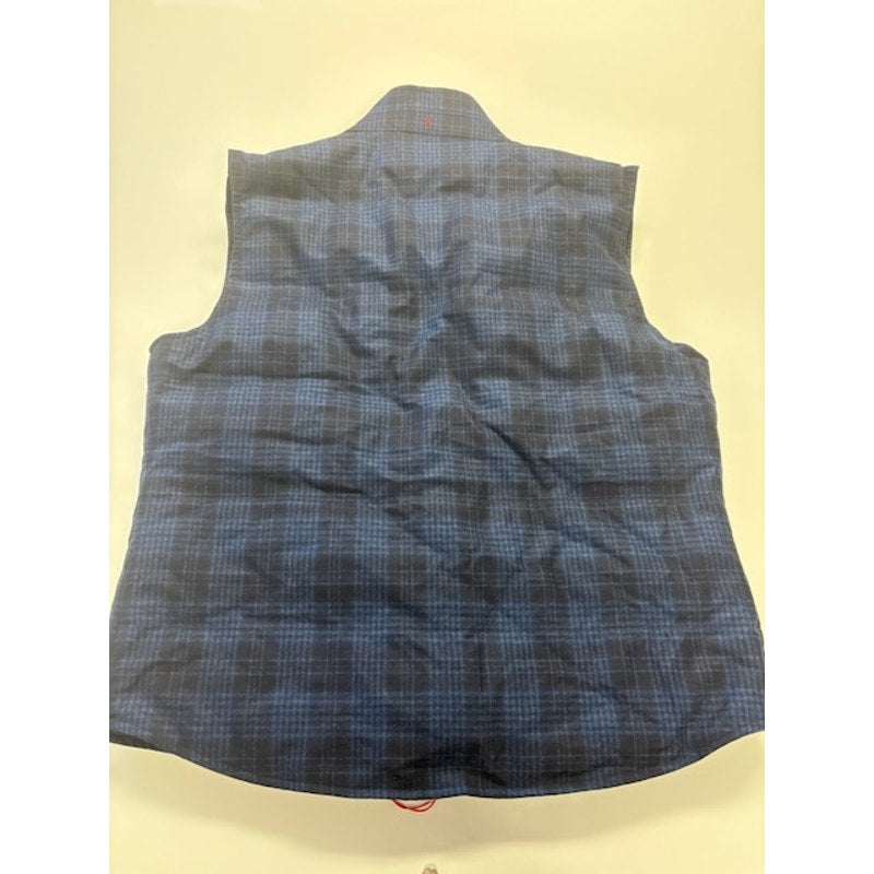 Isaia O'Pallone Quilted Plaid Down Puffer Vest Blue/Black Mens Size 54R