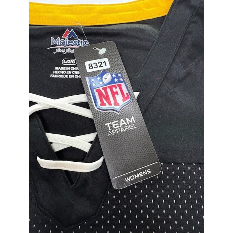 Majestic Pittsburgh Steelers  Lace Up Jersey Black NFL Womens Black Size L