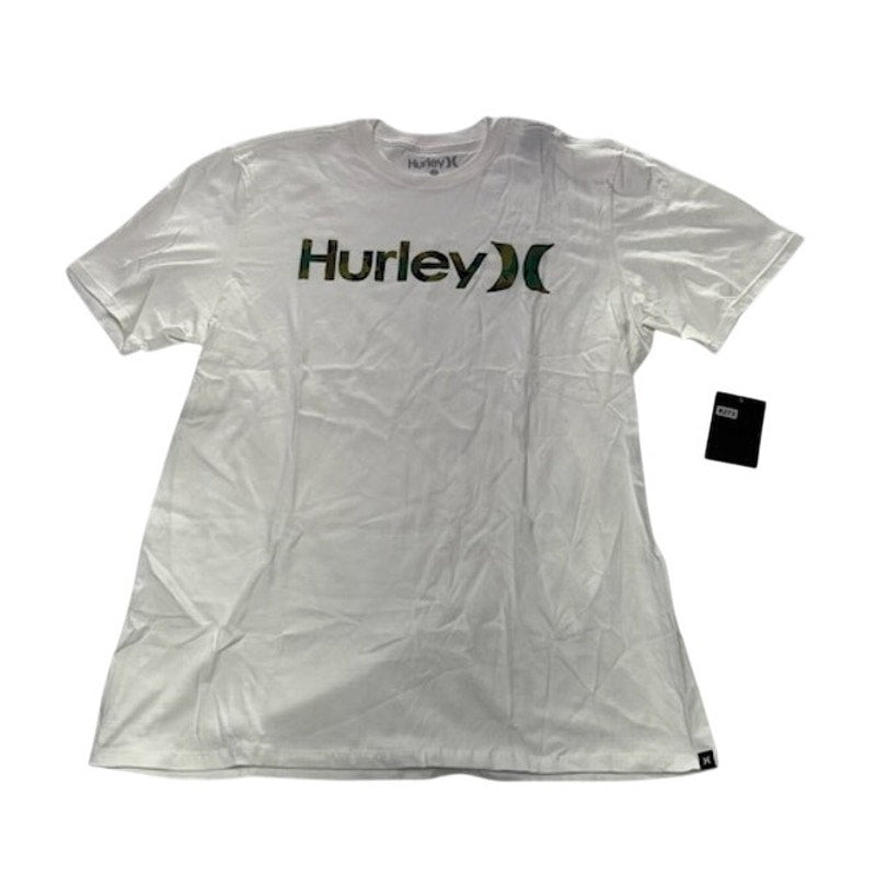 Hurley Logo Camo Print T-Shirt Short Sleeve Crew Neck White Mens Size M