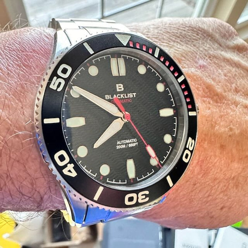 Blacklist Divematic Black Widow Watch Silver Stainless Steel Black Dial OS