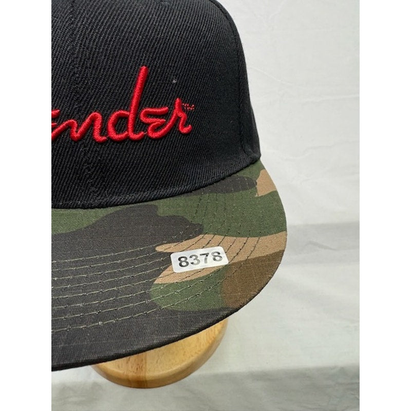 Fender Snapback Hat Flat Brim Guitar Logo Cap Adjustable Black Camo One Size