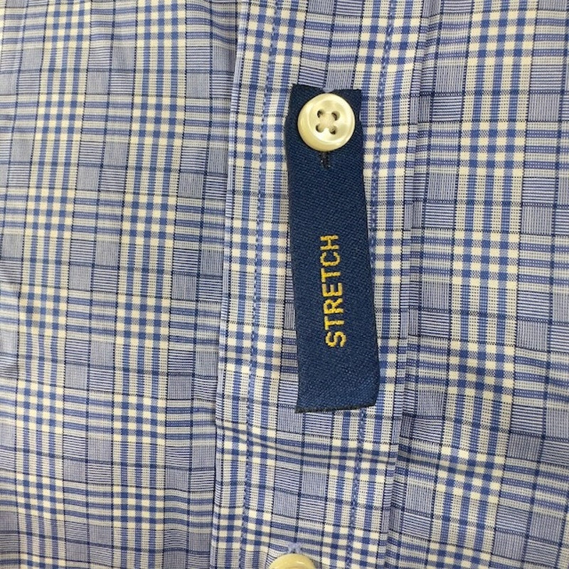 Ralph Lauren Button Down Shirt Long Sleeve Stretch Plaid Blue White Mens Size L