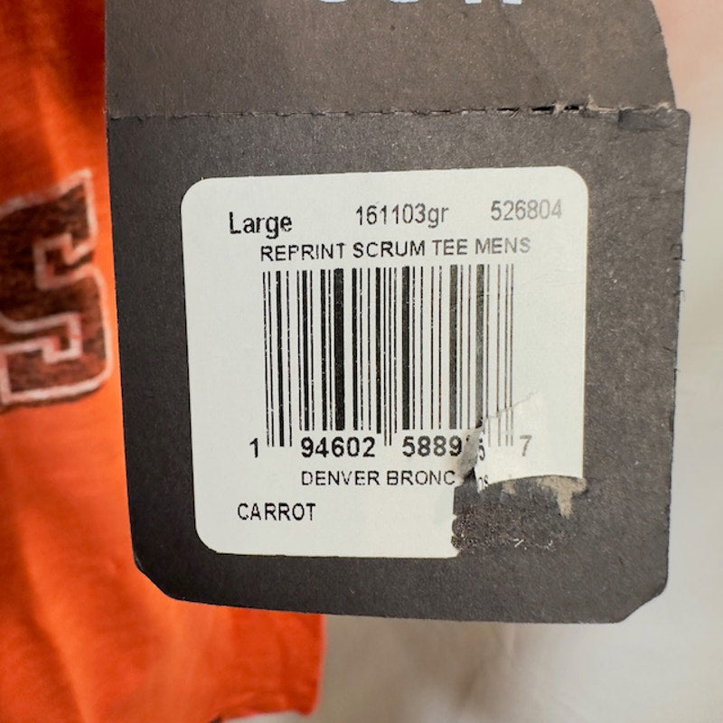 47 Brand Reprint Scrum Tee Denver Brochos Crewneck Carot Heather Mens Large