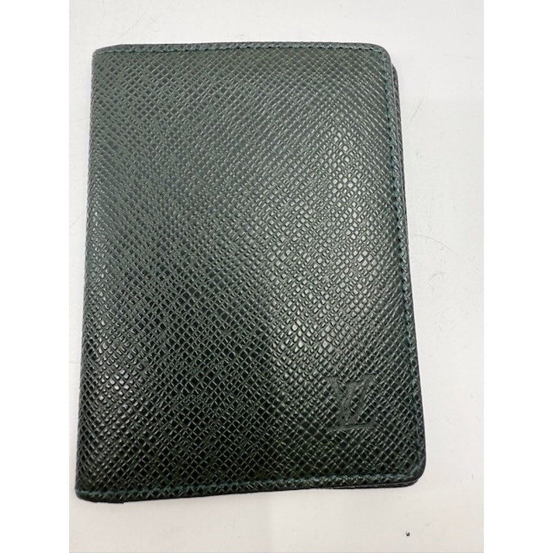 Louis Vuitton Taiga Leather Bifold Pass ID Card Holder Dark Green In Box