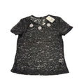 NWT Shift Embellished Floral Gem Lace Top Short Sleeve Black Womens Size Medium