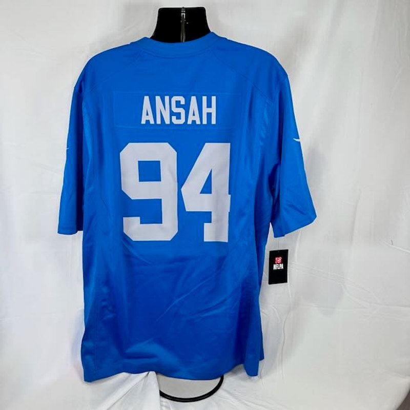 Nike NFL Ziggy Ansah #94 Detroit Lions Throwback Game Jersey Blue Mens Size XXL