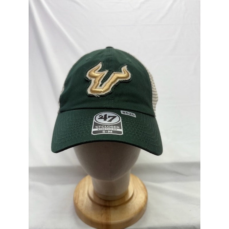 47 Brand South Florida Bulls Closer Stretch Hat NCAA USF Green Unisex S/M