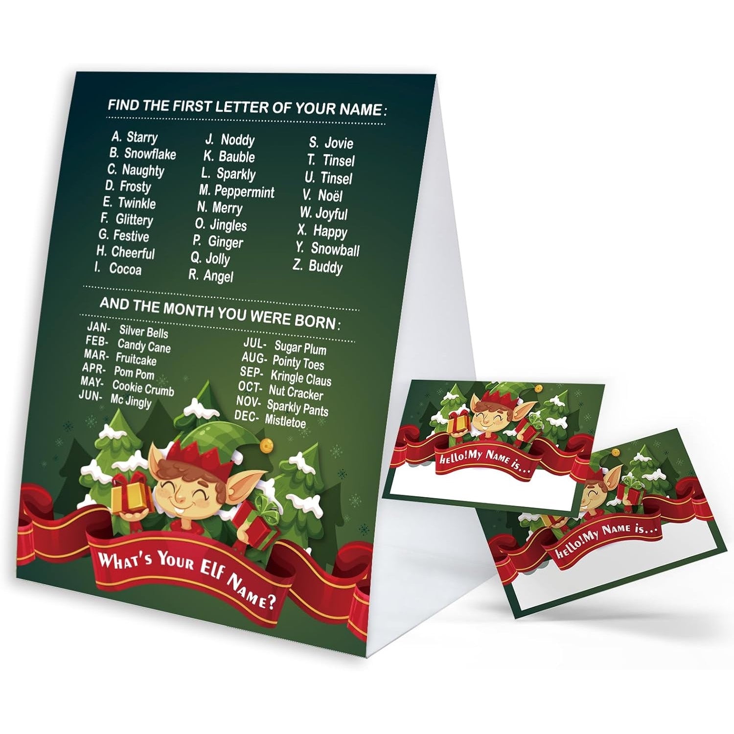 Christmas Party Games What's Your Elf Name Party Activity Game Name Tags