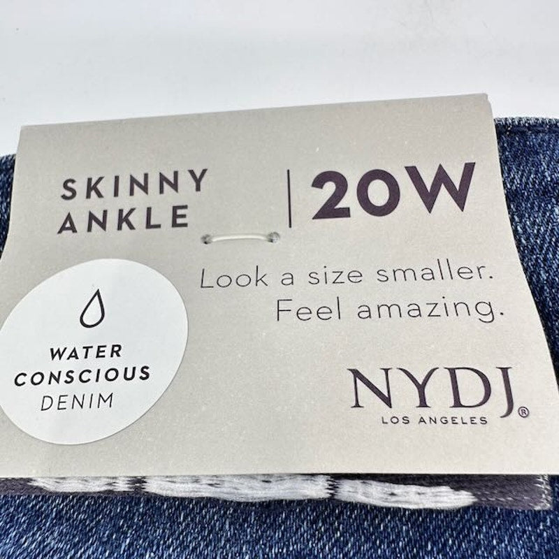 NYDJ Ami Skinny Ankle Jeans Embellished Beaded Denim Pioneer Wash Womens 20W