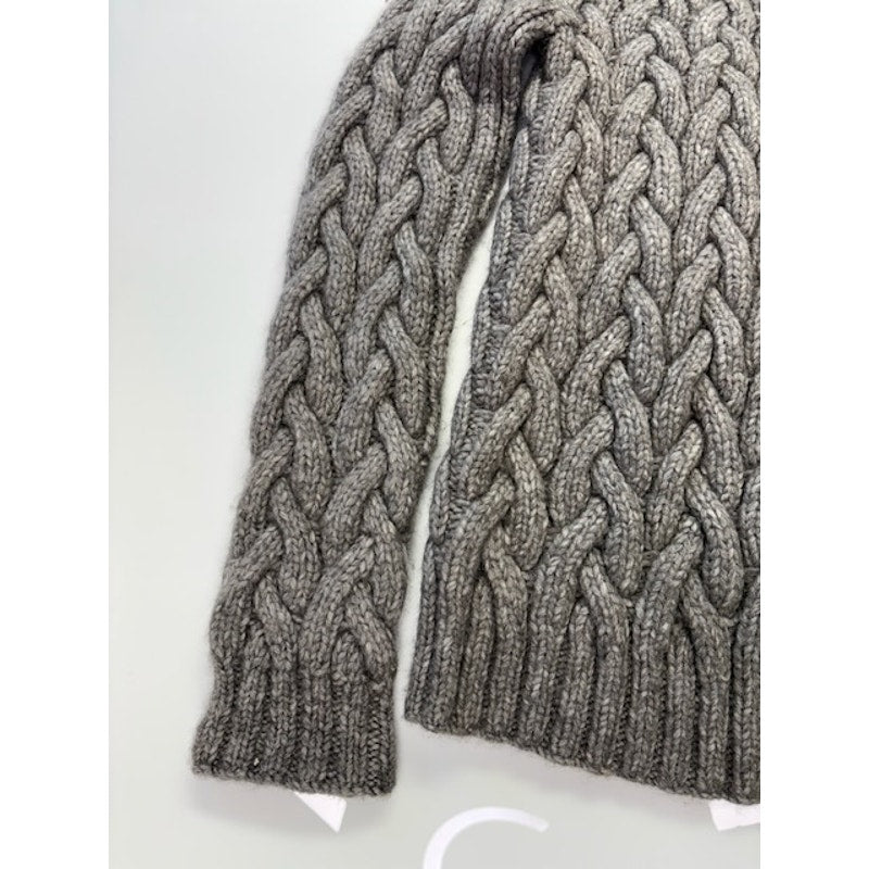 Michael Kors Shrinking Cable-Knit Wool-Blend Sweater Ash Melange Mens Sz XL