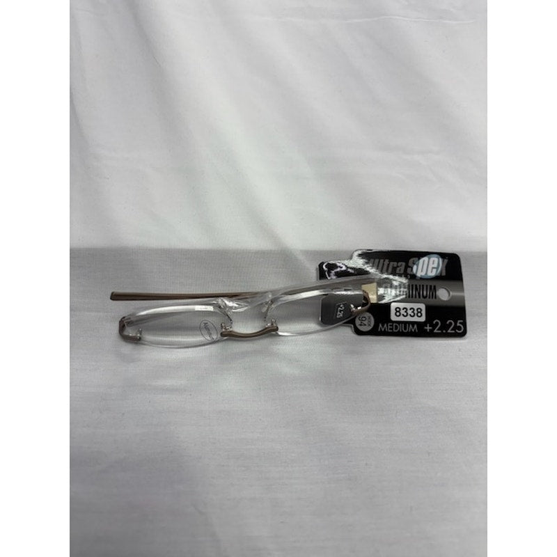 Ultra Spex Aluminum Reading Glasses +2.25 Medium Lightweight Brown Frame