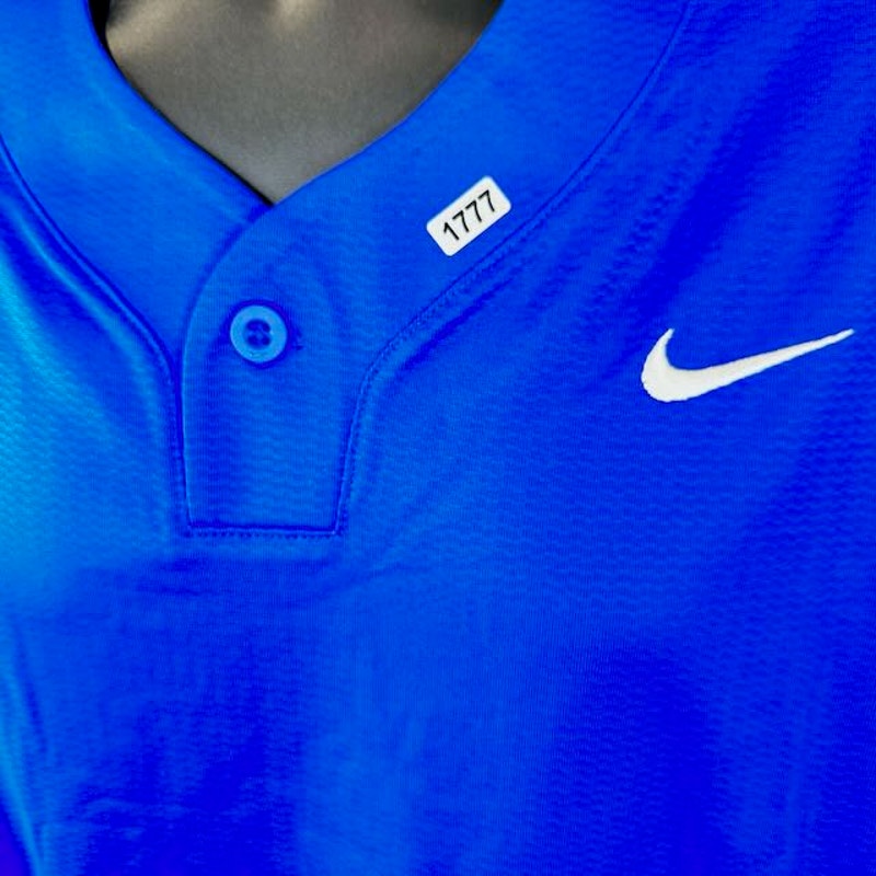 Nike Team Vapor Select 1-Button Jersey Short Sleeve Royal Blue White Mens Size L