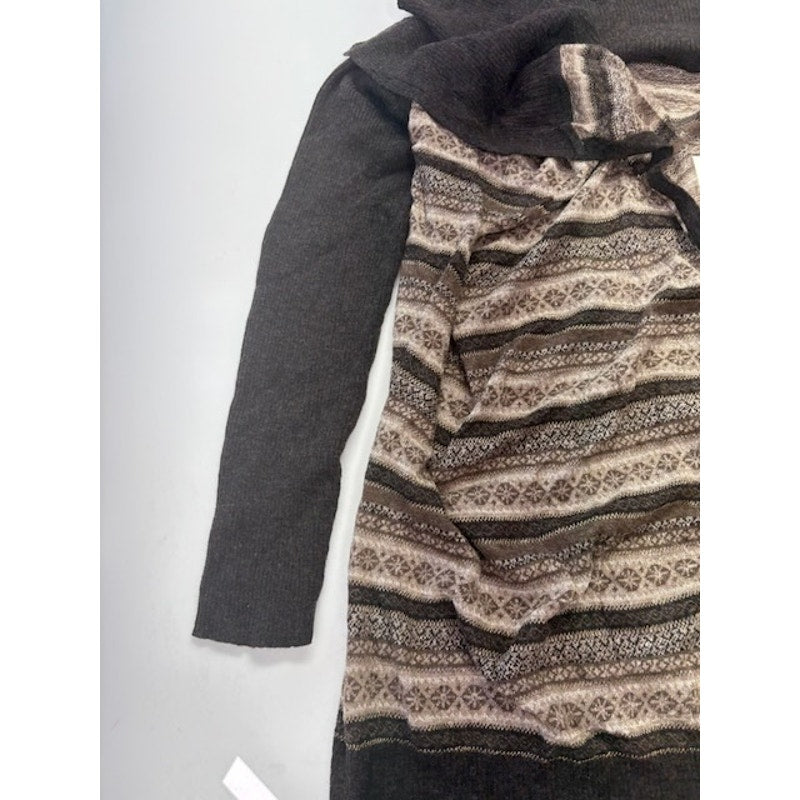 Marella Sport Striped Cardigan Knitted Sweater Open Front Brown Womens Sz L