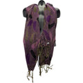Fringe Tassel Scarf Shawl Wrap Boho Pattern Lightweight Paisley Purple One Size