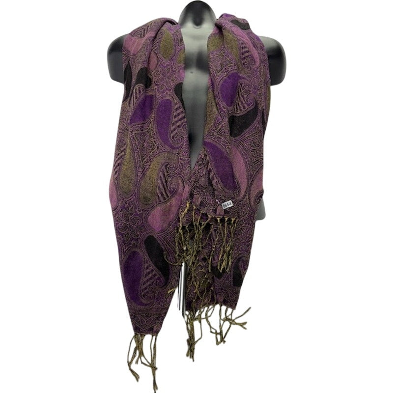 Fringe Tassel Scarf Shawl Wrap Boho Pattern Lightweight Paisley Purple One Size