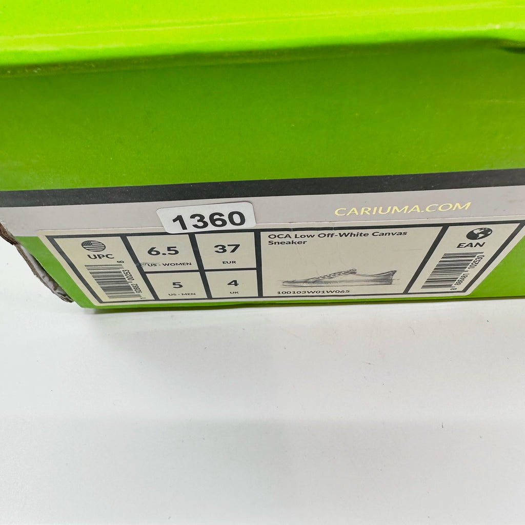 Cariuma Unisex Sneaker Oca Low Top Lace Up Organic Canvas Off White W6.5 M5 NIB