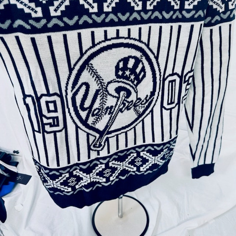 MLB New York Yankees Bronx Bombers Christmas Sweaters Knitted Navy Small