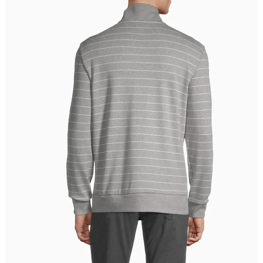Calvin Klein Quarter-Zip Sweatshirt Liquid Touch Regular Fit Stripe Gray Mens M