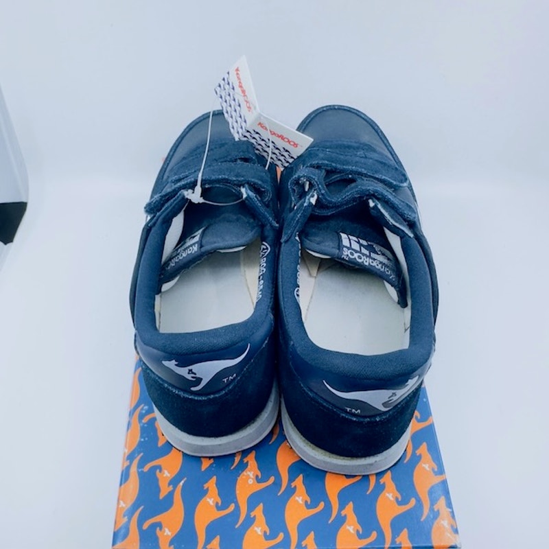 KangaROOS 80' Tennis Shoes Suede Double Strap Hook & Loop Dark Blue Kids 6.5