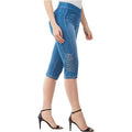 Nygard Luxe Denim Slims Lattice Skimmer Shorts Light Indigo Denim Womens Size XS