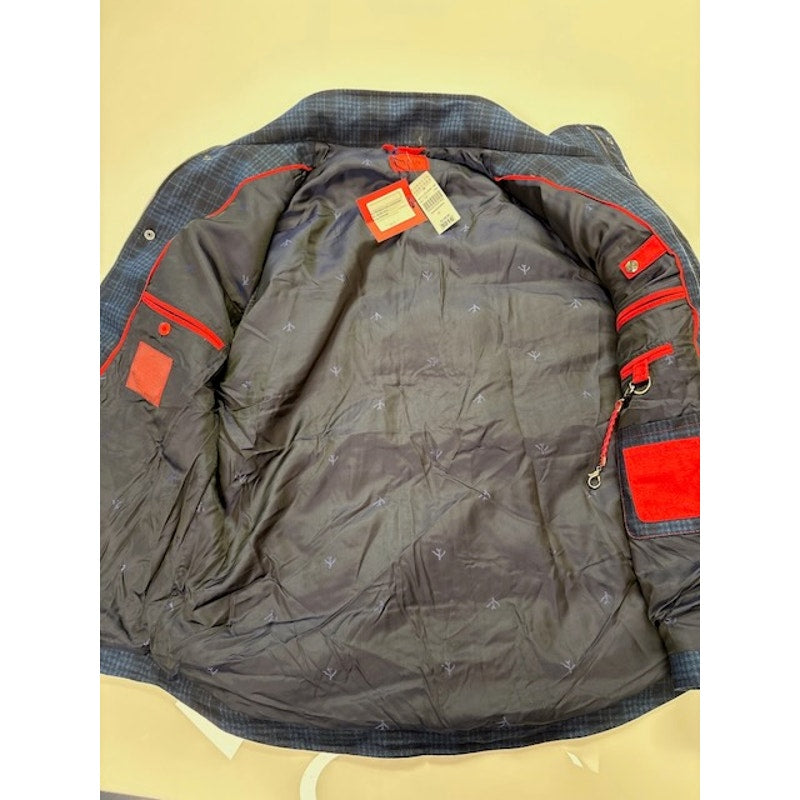 Isaia O'Pallone Quilted Plaid Down Puffer Vest Blue/Black Mens Size 54R