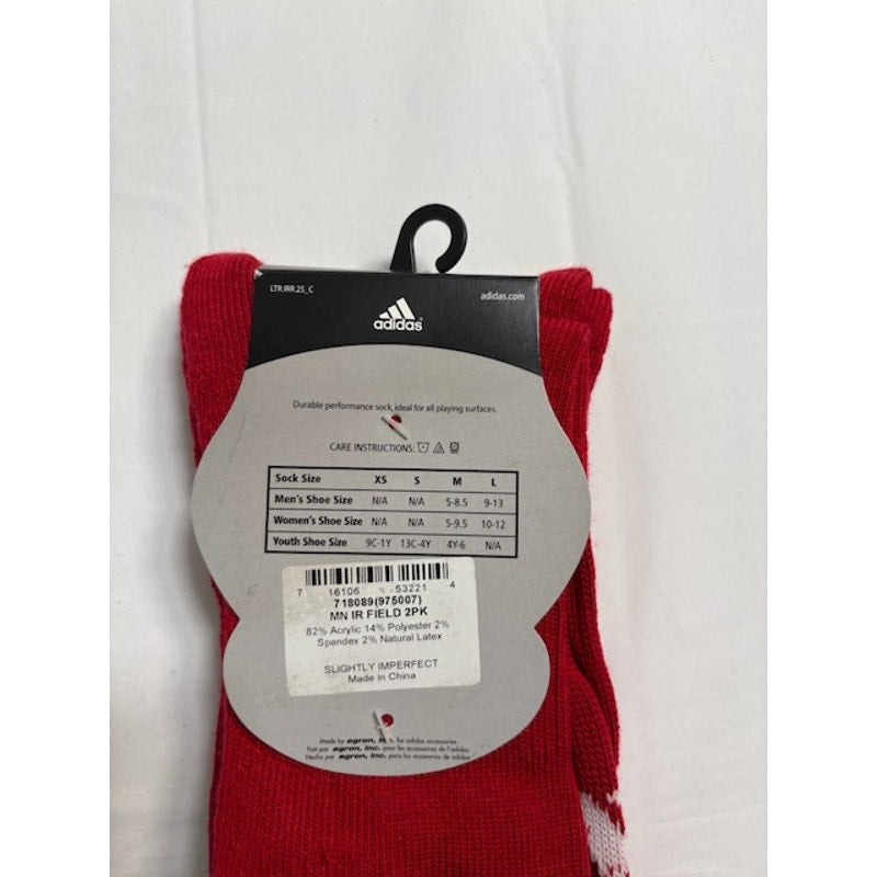2 Pairs Adidas Soccer Socks Over The Calf Red/White Mens Size L / 9-13