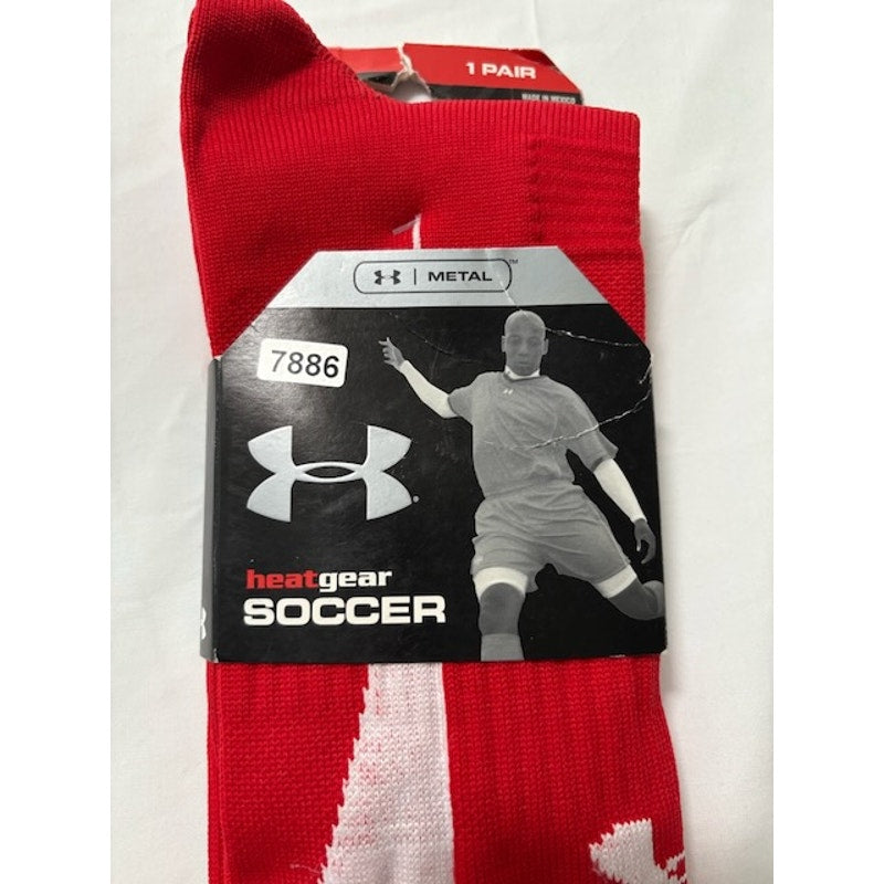 Under Armour HeatGear Soccer Socks Over The Calf Red/White Adult Size L
