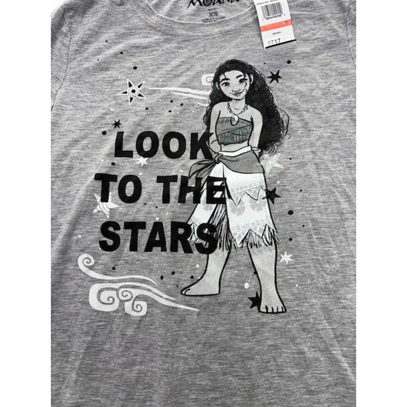 Disney Moana Look To The Stars Graphic High-Low T-Shirt Gray Juniors Size XS