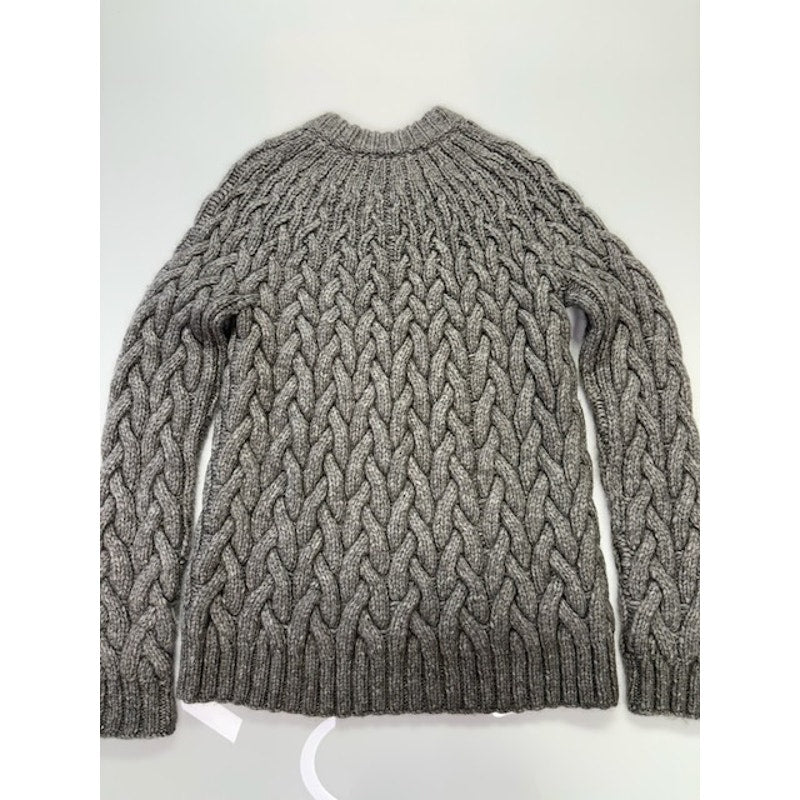 Michael Kors Shrinking Cable-Knit Wool-Blend Sweater Ash Melange Mens Sz XL